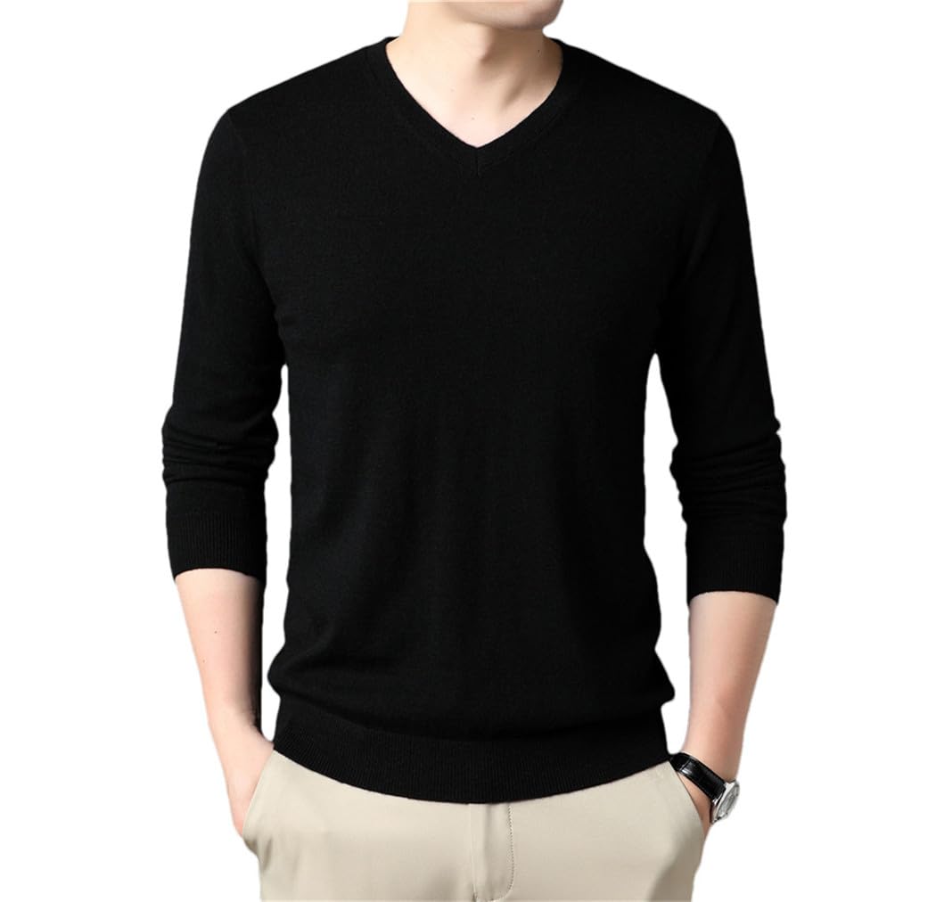 FULBHPRINT 100% Suéter De Lana Merina para Hombre Otoño Invierno Jerseys con Cuello En V Ropa De Abrigo Gruesa Suéteres De Cachemira
