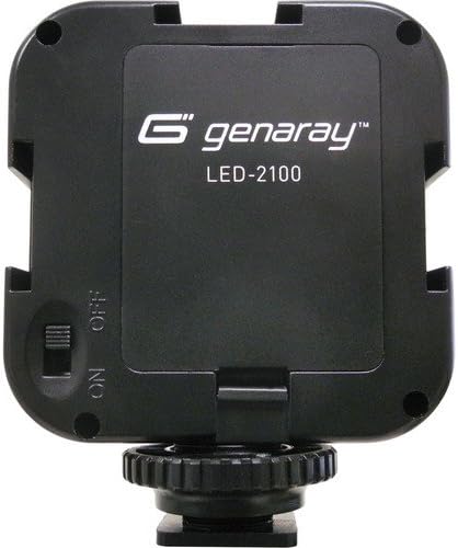 പിൻഭാഗം view of Genaray LED-2100 light showing the battery compartment and power switch.