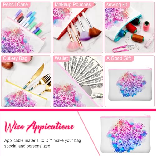 Image of Frienda 100 Pcs Sublimation Blank Canvas Makeup Bags Bulk DIY Heat Transfer Canvas Pen Case Pencil Cosmetic Makeup Bags Clear Sublimation Blank Pouch with Zipper (7 x 4.3 Inch,Pink)