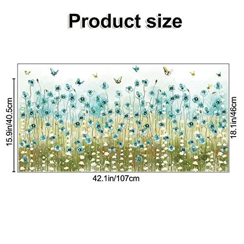 Vinilos decorativos flores y mariposas azul y blanco 4 hojas miniatura 2