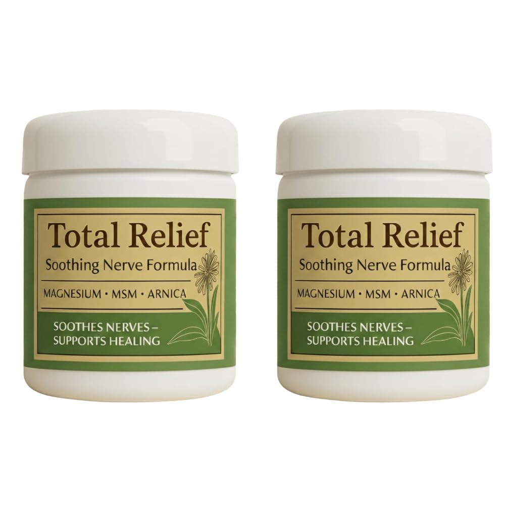 Total Relief Magnesium Cream for Nerves – Fast-Absorbing MSM & Arnica Cream for Healthy, Comfortable Nerves and Daily Comfort (Pack of 2)