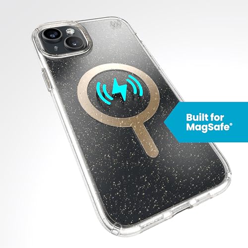 Image of Speck Presidio Lux Clear /Glitter MagSafe iPhone 15 Plus Case - 6.7 inch Slim Phone Case