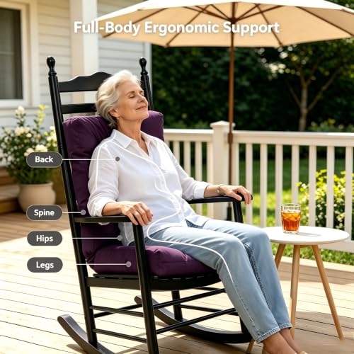 Image of QILLOWAY Outdoor Chair Cushion for Patio Furniture, Waterproof Patio Cushions Set of 2 with Ties, Fade Resistant Replacement Pads for Outdoor Rocking Chairs,Purple