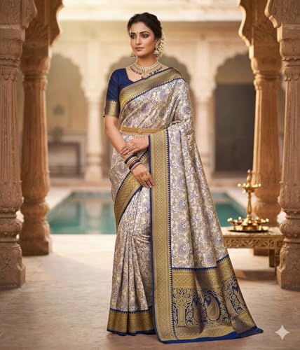 Generic blue dharmavaram silk saree – image 3