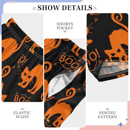 Funny Halloween Cat Black Boys Pants for Kids Jogger Pants with Pockets S-XL4