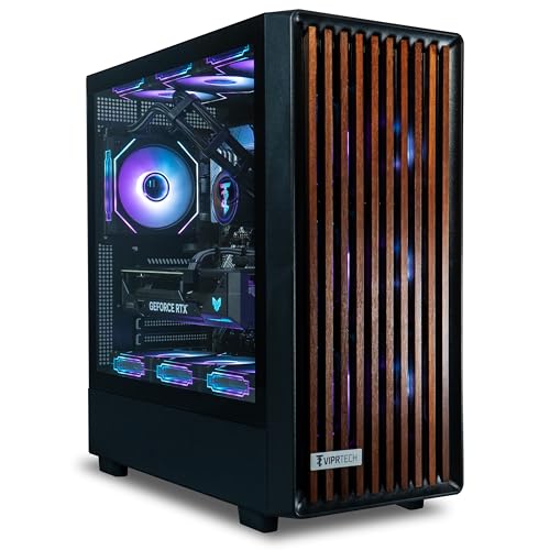 Image of ViprTech Overlord 3.0 Wood Gaming PC - AMD Ryzen 7 7700 (5.3Ghz Liquid Cooled), RTX 5070 Ti 16GB, 32GB DDR5 RAM, 2TB NVMe SSD, 1000W Gold, Keyboard Mouse, WiFi BT, Computer Desktop, Black Walnut
