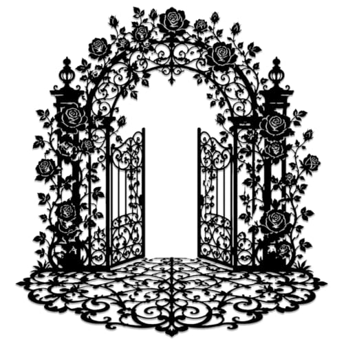 Rose Garden Gate Metal Wall Art WallArt Decor Metal Outdoor