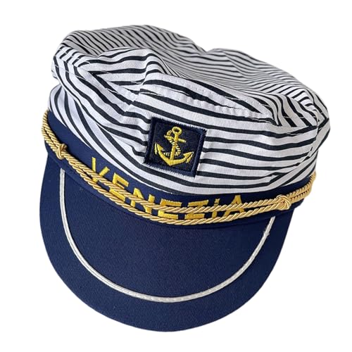 LLHCF Gorro de capitán azul de ocho paneles, cómodo gorro de algodón para disfraces y moda callejera, transpirable, de algodón para cosplay
