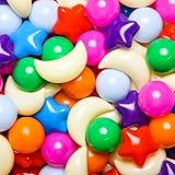 GOGOSO Ball Pit Balls Stars Moon Shapes Plastic Pitballs for Toddler Play Tent Baby Photo Props Kids Pool Water Toys Kiddie Pool Party Decor, Bright Mix 8 Colors,100PCS