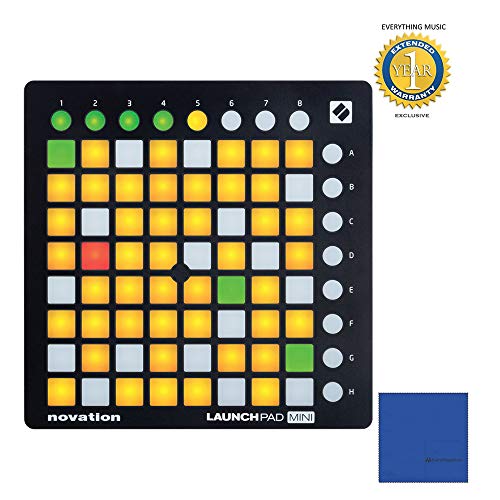 Novation Launchpad Mini MK2 w Microfiber Cloth and 1 Year EverythingMusic Extended Warranty