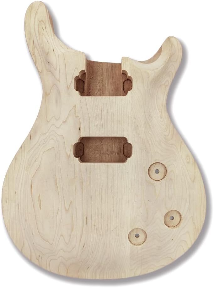 Mahogany & Maple Wood Electric Guitar Body - Natural - PRS Style - DIY Guitar Kit