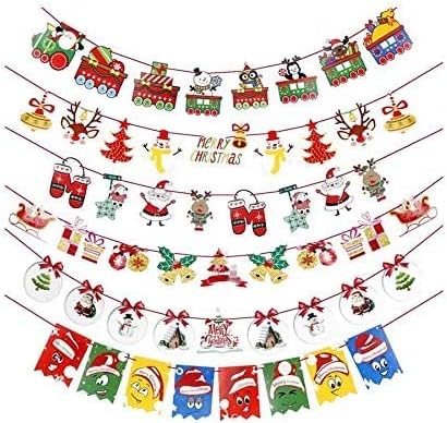 Amazon Co Jp Amandakasa クリスマス飾り クリスマスガーランド クリスマスぶら下げ旗 部屋 デコレーション インテリア イベント 店舗 6種類セット おしゃれ オーナメント 幼稚園 ガーデン フラグ 教室 装飾籐 旗 飾り付け サンタクロース パーテイー小物 パーティー