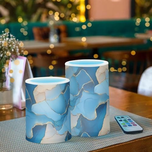 Bougies piliers LED marbre bleu roi pour illuminer sans risque de feu
