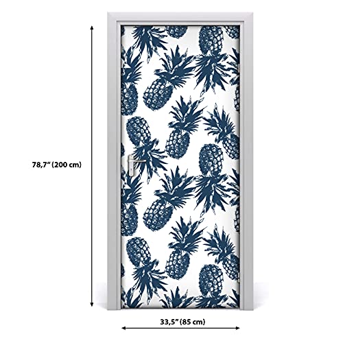 Vinilo para puerta impermeable autoadhesivo hojas de frutas piña 85x200 cm 3