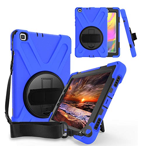 Galaxy Tab A 8.0 P200 Case, Kiq Shockproof Heavy Duty Impact Drop Protection Stand Screen Protector Carrying Strap For Samsung Galaxy Tab A 8.0 2019 Sm-P200 (Shield Dark Blue) #TOP20