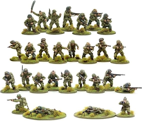 Warlord Bolt Action US Airborne Starter Army 1:56 Tabletop Miniatures - Plastic Paintable Miniature WWII Soldiers Set, Unpainted Table Top 28mm Military Minifigures for Adults - Gaming Figurines Pack