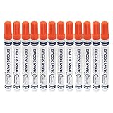 12 Pc Set Orange Brockmark Slimline Industrial Paint Markers Opaque Gloss Pen Metal Wood Plastic Glass for Auto Construction Arts Home