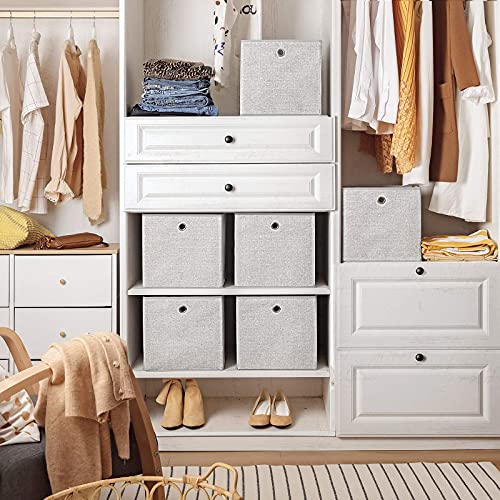 SONGMICS opbergdoos, set van 6, opvouwbare stoffen doos, opbergmand, organizer voor speelgoed, kleding, lichtgrijs… - Image 6