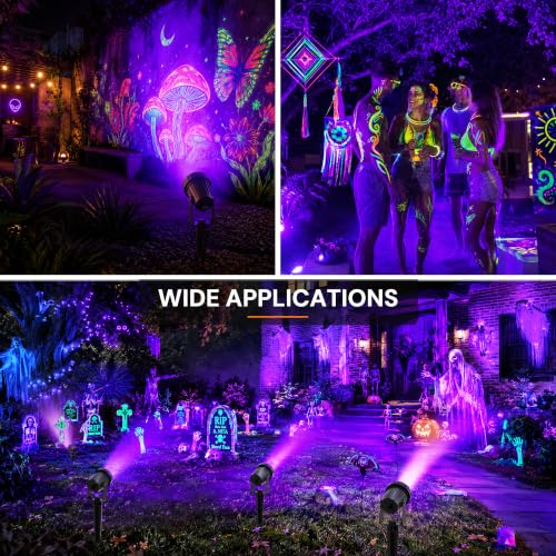 Image of L LOHAS LED UV Black Light Spotlight, Halloween Dusk to Dawn, 12W 2 Pack