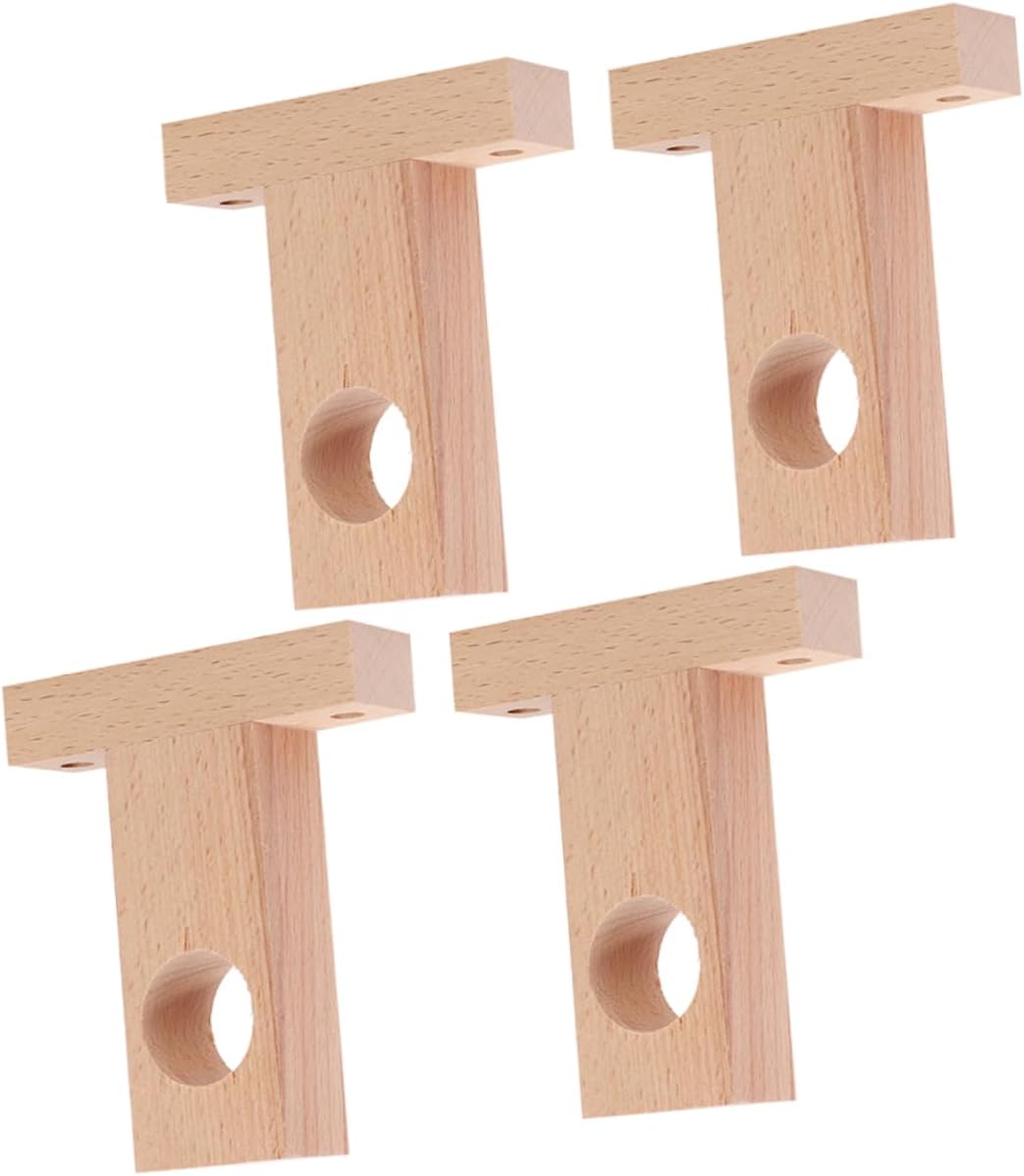 Amosfun 4pcs Wooden Curtain Rod Holders Sturdy Bracket for Bathroom Living Room Easy Installation Modern Design Support for Curtain Rods