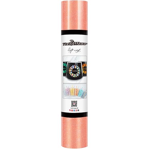 TECKWRAP Glossy Shimmer Vinyl Adhesive Vinyl for Craft Cutter 12" x 10ft, Shimmer Orange