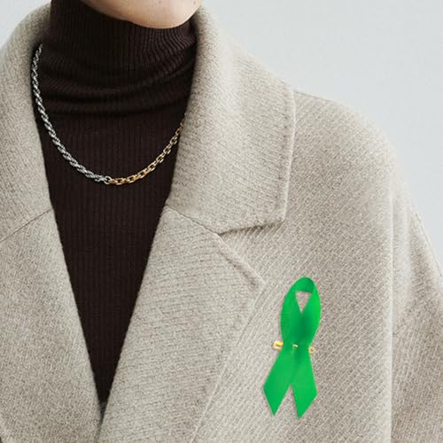 Image of Curvier 200PCS Green Satin Ribbons for Mental Health Awareness Ribbon Lapel Pins