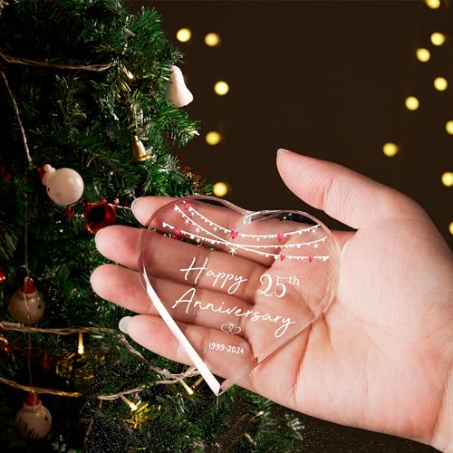 Zunon CO-001 25Th Wedding Wedding Ornament 25 Years For Couple Gift Hanging 2024 Christmas Mr Mrs Married Husband Wife Xmas Marriage Decorations Him thumb #3