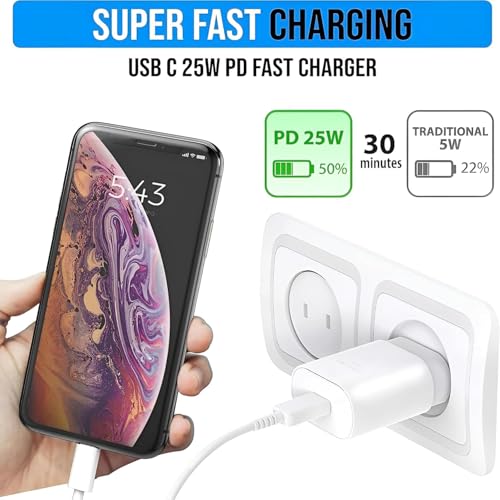 Image of 25W Type C Charger with 100 Cm Cable Compatible with Samsung A16 /M05 /A05 /A35 /M35 /F05 /M15 /F15 /A15 /A14 /M14 /F14 /A34 /M34 /F34 /S24 Ultra /S23 fe /Z fold /flip /6 /5 /4, Fast Adapter for Phones & Tab USB C, White