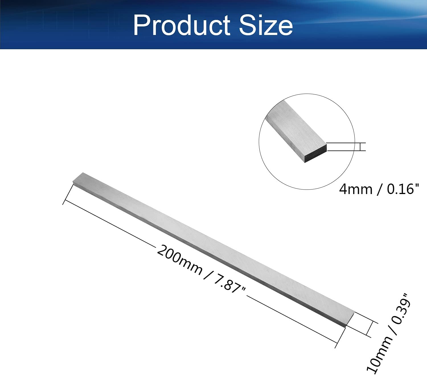 Auniwaig Lathe HSS Square Cutting Tool Bits Bar Rectangular Lathe Fly Cutter Mill Blank 4mm x 10mm x200mm 1pcs