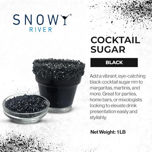Snowy River Black, Cocktail & Margarita Sugar Rimmer - Vibrant Naturally Colored Sugar for Cocktail Rimming, Baking & Decorating, Medium Crystal - 16oz - Thumbnail 2