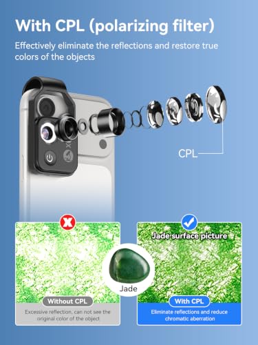 Image of Phone Microscope 200X with LED Light & CPL Filter, Pocket Microscope Camera Attachment for iPhone & Android, No App Needed, STEM Science Gift for Kids, Coin, Jewelry, Plants, Small Objects Inspection