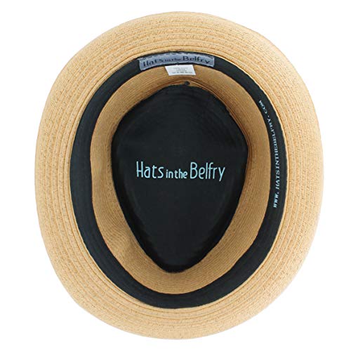Image of Belfry Men /Women Summer Straw Pork Pie Trilby Fedora Hat in Blue, Tan, Black