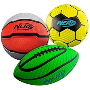 Nerf Mini Foam Sports Ball Set – Foam Football, Soccer Ball + Basketball Set Soft Foam Sports Set for Kids