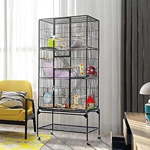 Yaheetech Kooi vogelkooi voor papegaai nymphenskieten, knaagdierkooi chinchilla cacadu Finch 3 niveaus vogel 176 cm hoog