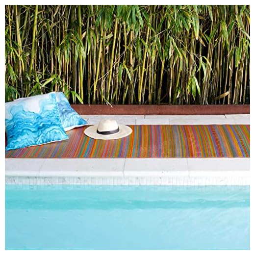 Fab Habitat Outdoor Rug - Waterproof, Fade Resistant, Crease-Free - Premium Recycled Plastic - Striped - Porch, Deck, Balcony, Hallway, Poolside - Cancun - Multicolor - 2.5 x 8 ft Runner