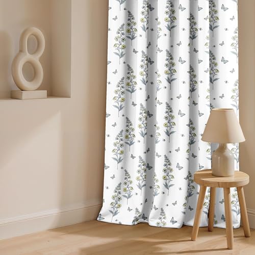 Image of Ultimate Trends Room Darkening Digital Printed Floral Geomatrical Prints Curtain 65-70% Opacity,Diamond Eyelets, Tie Back, Floral Geomatrical, 8 FEET Pack of 1,Yellow and Gray