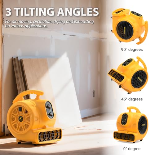 Image of 1100 CFM 3-Speed Industrial Air Mover Floor Blower Fan with Timer