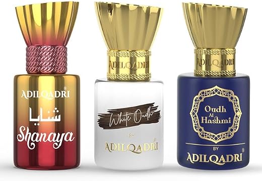Adilqadri Shanaya White Oudh, Oudh Al Hashmi Attar Combo Pack | Arabic French Strong Masculine &amp; Sweet Arabic Scent | Long...