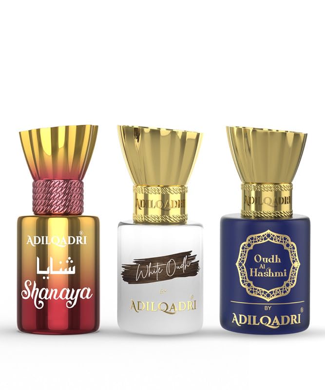 AdilQadri Shanaya,White Oudh,Oudh Al Hashmi Attar Combo Pack|Arabic French,Strong Masculine&Sweet Arabic Scent|Long Lasting Non-Alcoholic Roll-On Attar For Men&Women|Pack of 3-5.5 ML Each-image-2