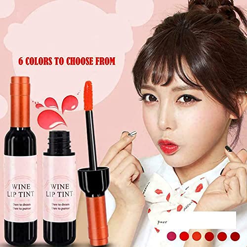 Owsen 6 Colors/Set Wine Lipstick Matte Long Lasting Waterproof Lip Tint Set Lip Gloss Lip Stain,Wine Liquid Lipstick, Lady Long Lasting Make Up Gloss Matte Lip Tint Wine Bottle Cover (6 Colors) #TOP2