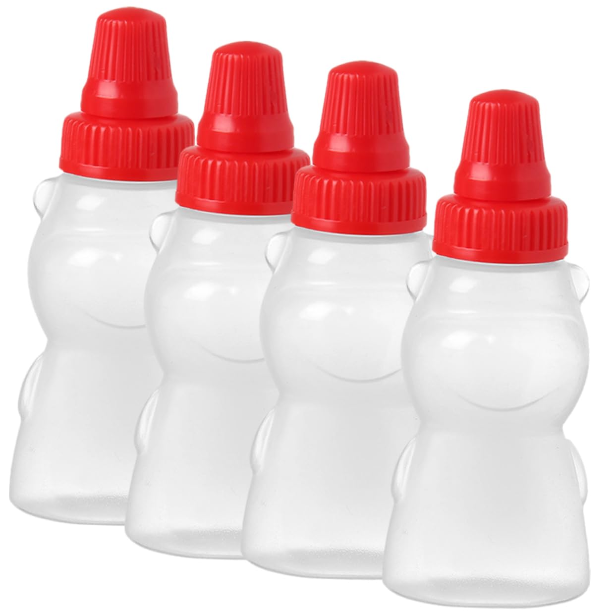 OFFSCH 4Pcs Mini Sauce Squeeze Bottles Salad Dressing Containers for Ketchup Mustard and Other Sauces for Home Picnic and Bento Lunches