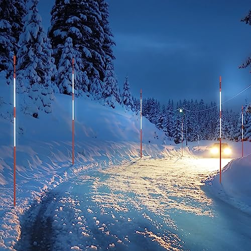 VEVOR 30er-Set Schneestangen 47,8 Zoll (121,5 cm) Auffahrtstangen orange UV-beständige Beschichtung Reflektierende Einfahrtsmarkierung Inkl. 1 Paar Schutzhandschuhe und 1 extralangen Stahlbohrer