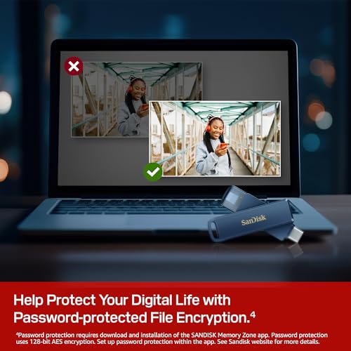 SanDisk 256GB Phone Drive for iPhone - USB-C and Lightning - Compatible with iPhones, iPads, Mac, and USB-C Devices - Made for iPhone Certified - Metallic Blue Finish - SDIXD0N-256G-GN6NE