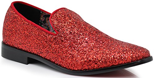 Image of SPK04 Men's Vintage Glitter Dress Loafers Slip On Shoes Classic Tuxedo Dress Shoes