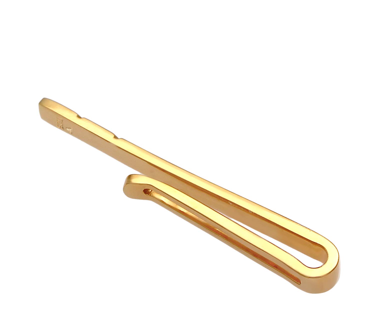 Kuzzoi Herren Krawattennadel vergoldet, Krawattenklammer (3.5 mm) poliert für normale Krawatten, Krawattenschmuck für Männer im edlen Look