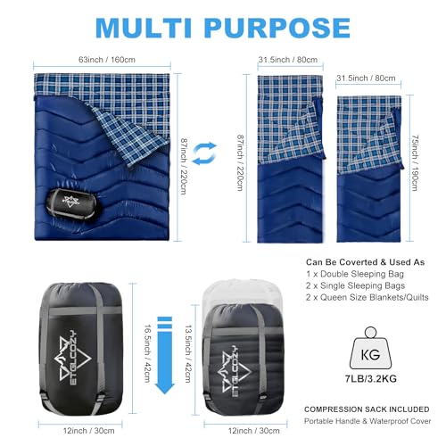 ETGLCOZY Doppelschlafsack Baumwolle Flanell Schlafsack 2 Personen – Ansicht 2
