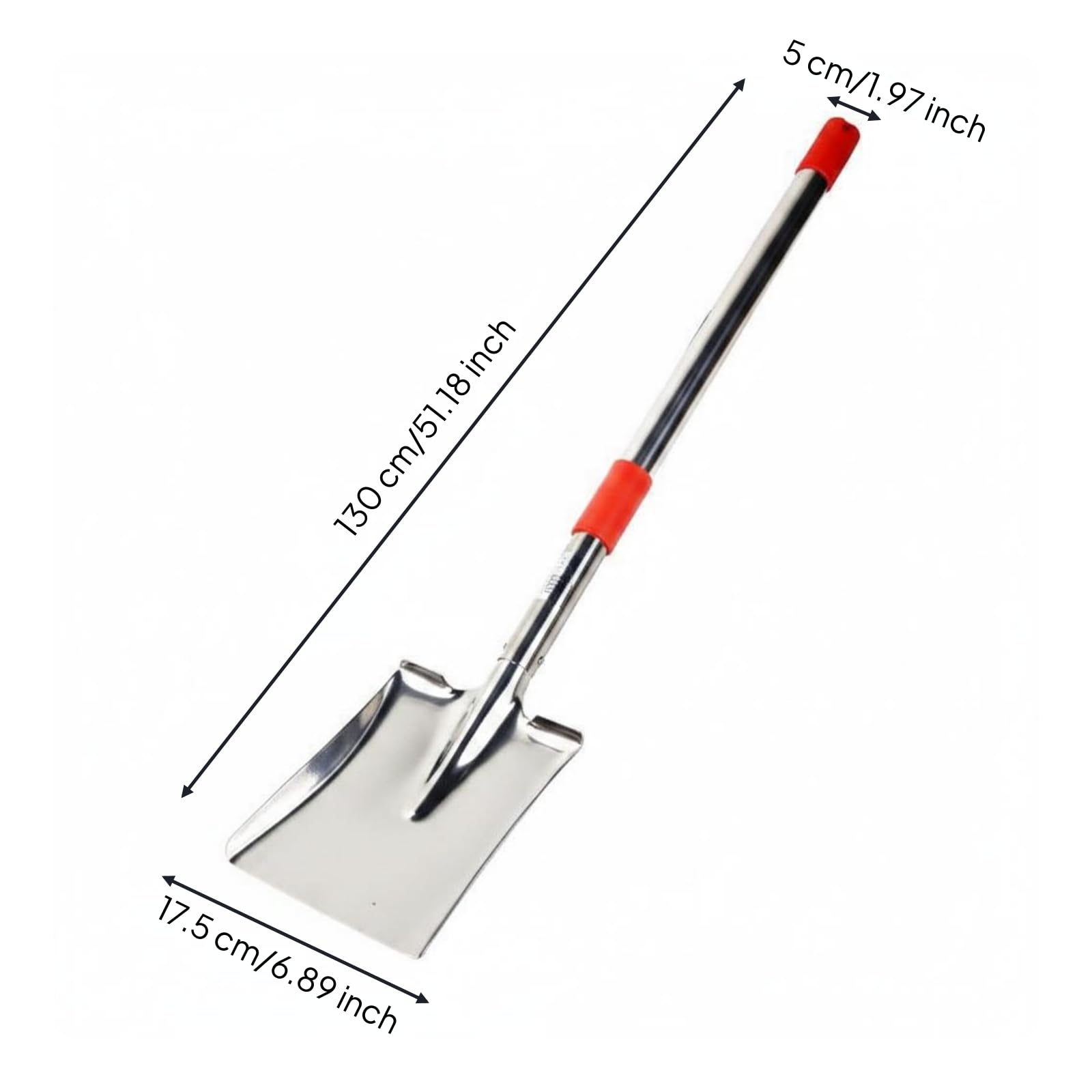 predolo Pala Acero Inoxidable Pieza Única Pala Telescópica Resistente Al Óxido Útiles Jardinería, Pala De Acero Inoxidable con Cabeza Cuadrada, Telescópica De 1.3 Metros