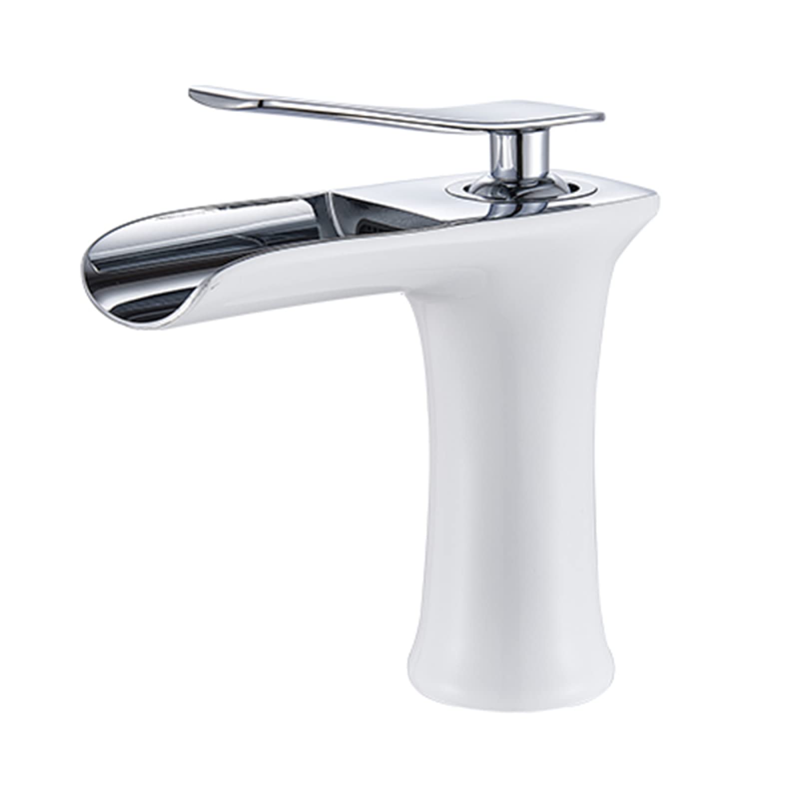 Robinet mitigeur de salle de bain cascade argent monotrou