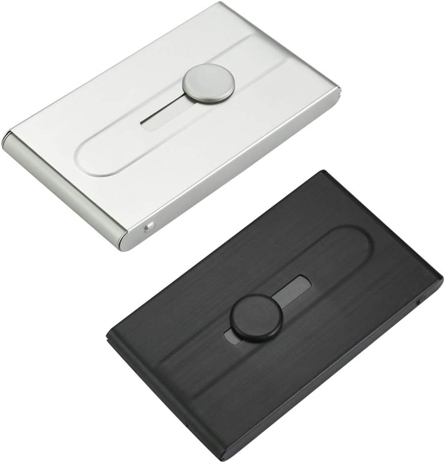 UTRUGAN 2 Pcs Business Card Holder Thumb-Drive Business Card Case Pocket Business Card Wallet Super Light Business Card Box Unisex Metal Card Holder Case for Credit Card ID Card Name Card Travel Work