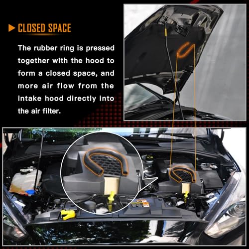 Image of Air Filter Box Compatible With 2009-2018 Ford Focus ST Accessories | Air Intake Cover Box Replacement Air Filters Box Grille Hood